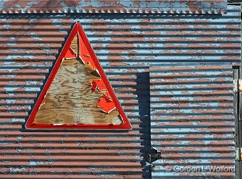 Peeling Starboard Daymark_37355.jpg - On a peeling corrugated wallPhotographed along the Gulf coast near Port Lavaca, Texas, USA.